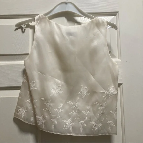 Vintage 100% Silk Embroidered Cream Blazer and Tank Set - Rena Rowan 4P - Picture 4 of 14